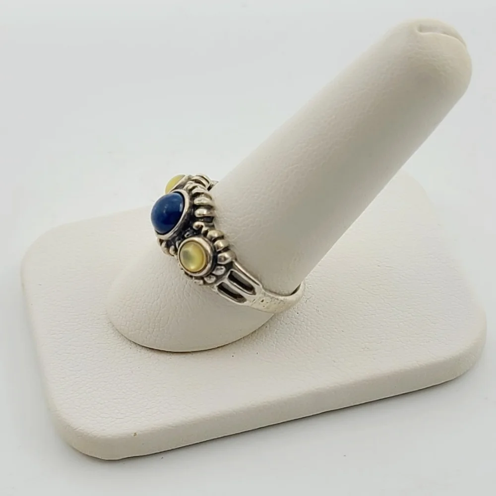 Vintage Sterling Silver Lapis Moonstone Ring, Size 9